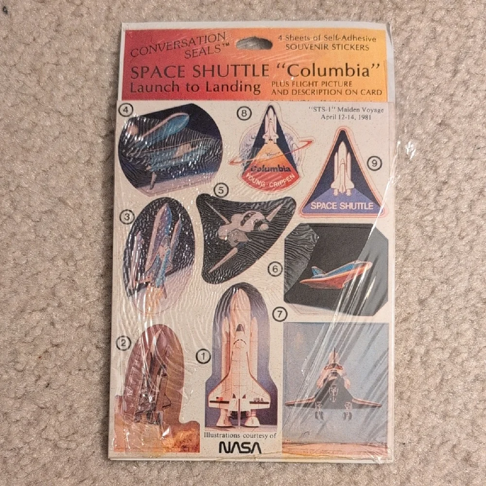 NASA Space Shuttle Columbia Souvenir Stickers - Multicolor